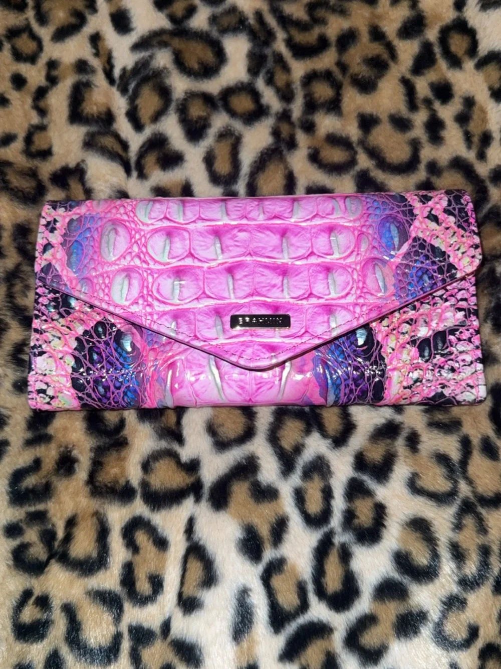 Brahmin Pink Python/Croc-Embossed Large Duxbury Bag & Matching Wallet BRAND NEW🩷